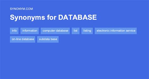 database antonyms|database synonyms list.